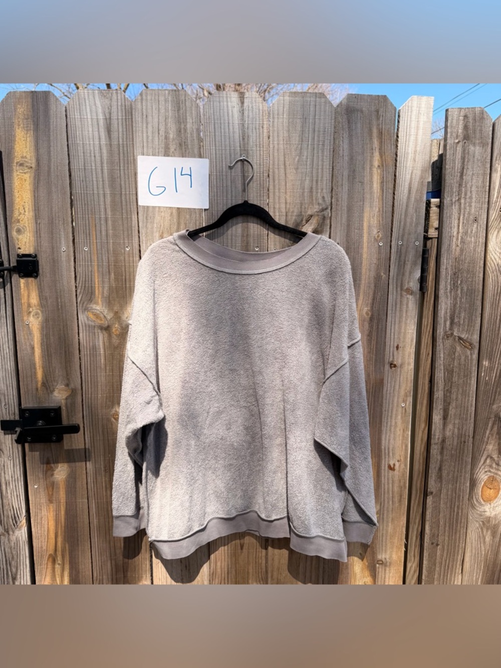 Free People Relaxed Scoopneck Sweatshirt in Light Gray Size Large